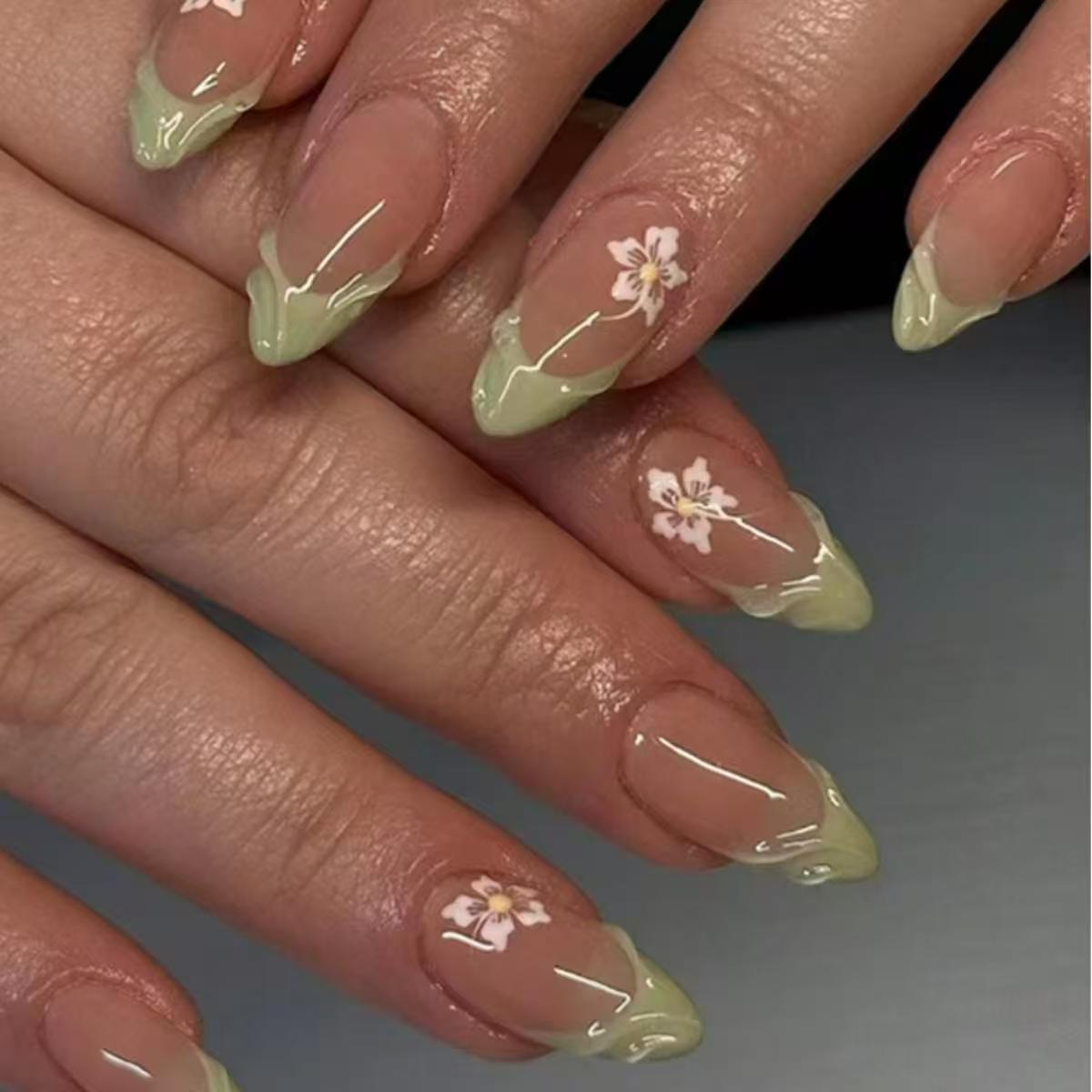 Pressed Flower Art - 24 Stück einfache grüne französische künstliche