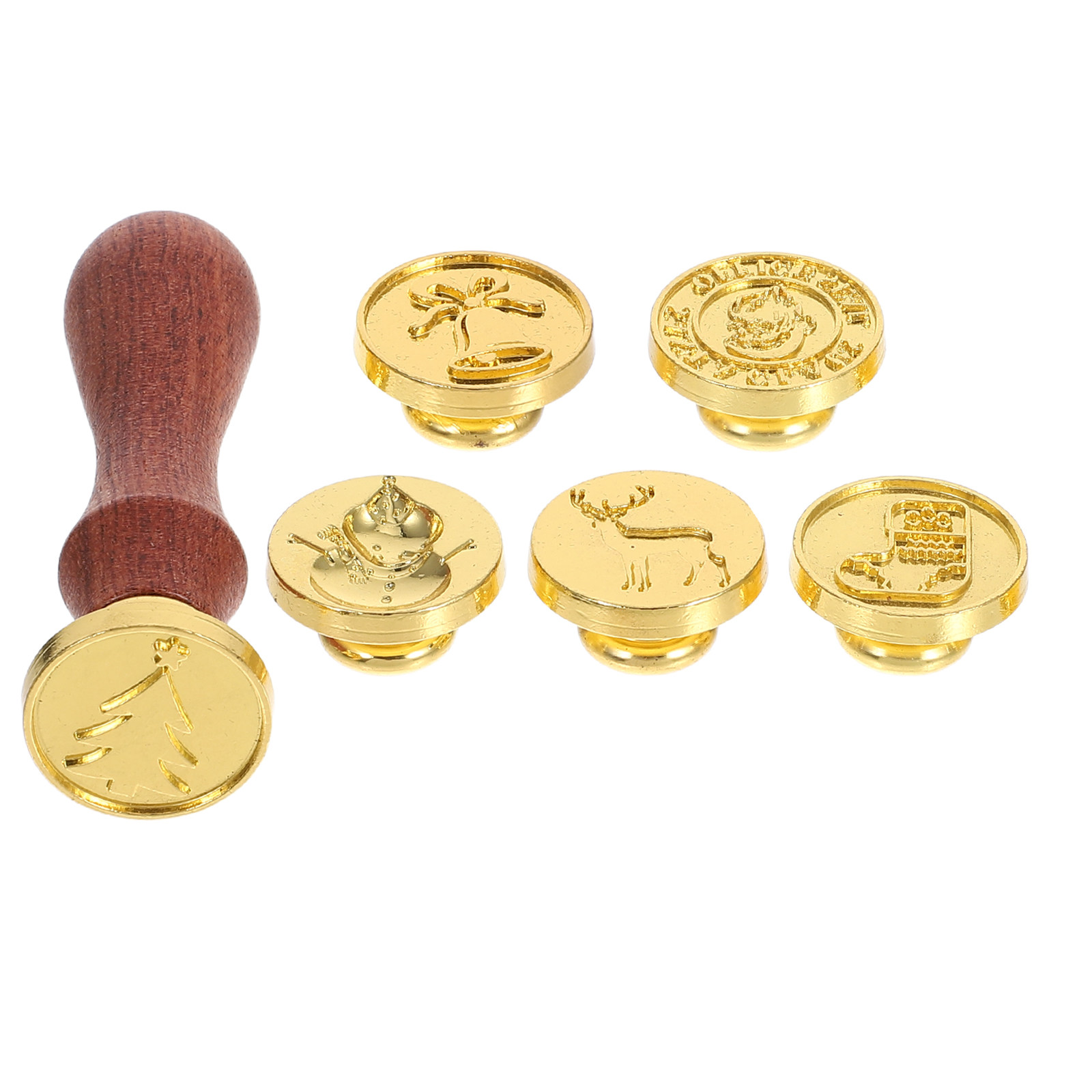 Wax Seal Letter Kit - 1 Set Vintage Wachssiegel-Stempel-Kit Weihnachts-Feiertags-Legierungsstempelköpfe Holzgriff