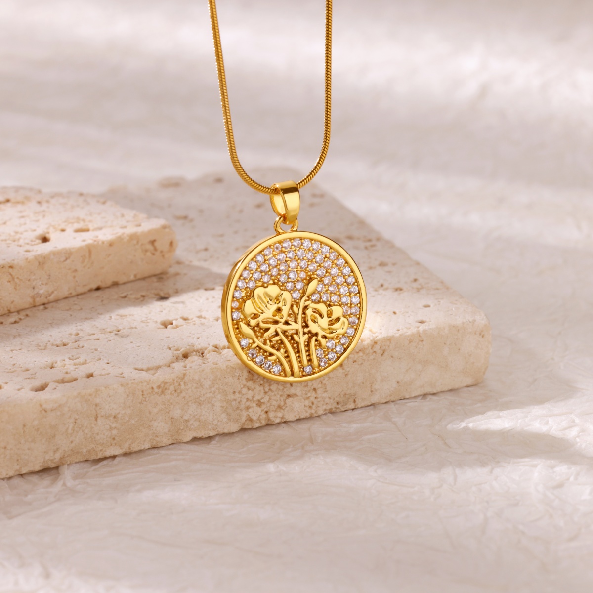Zirkon-Blumen-Halsketten für F – Birth Flower Necklace Bewertung und Preis