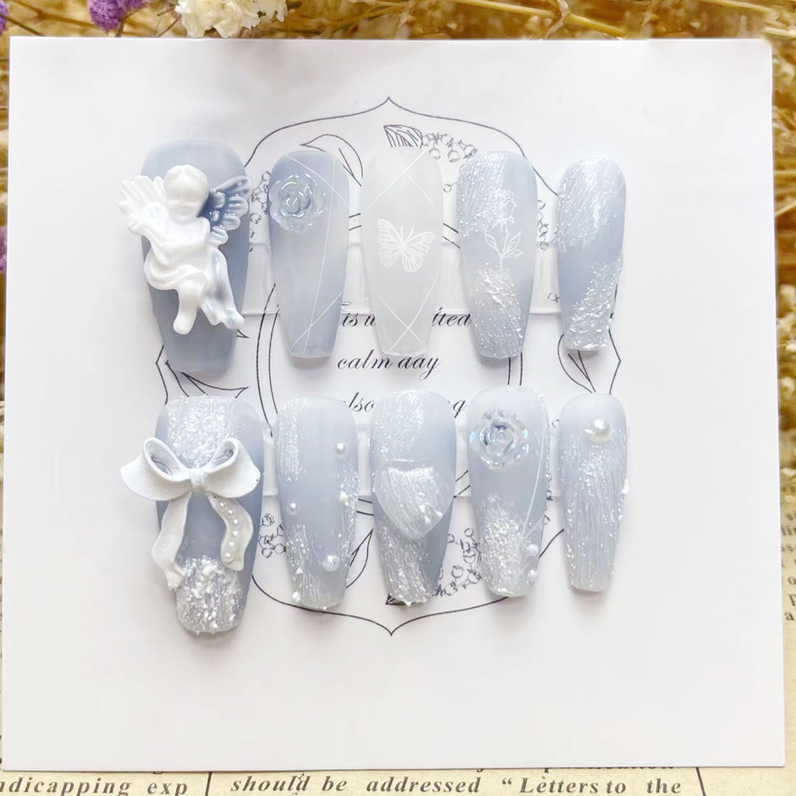 3D-Gips-Engel-Kunstnägel, glän – Pressed Flower Art Bewertung und Preis